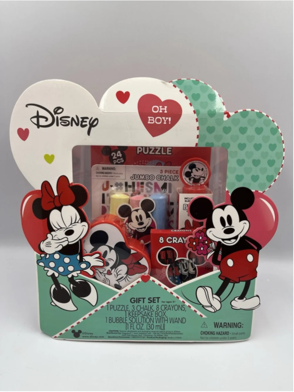 Disney Minnie & Mickey Valentine's Day Box Gift Set Puzzle Crayons New in BOX